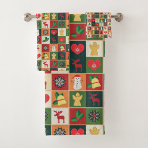 Elegant Colourful Christmas Pattern   Bath Towel