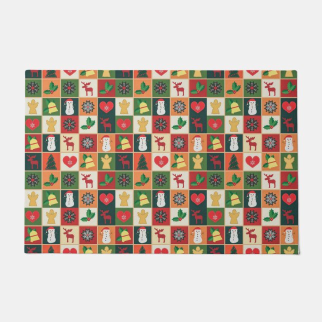 Elegant Colourful Christmas Pattern | Doormat (Front)