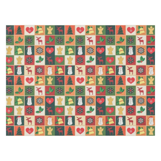 Elegant Colourful Christmas Pattern | Tablecloth (Front (Horizontal))