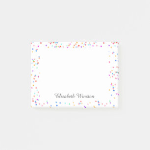 Elegant Colourful Confetti Personalised Post-it Notes