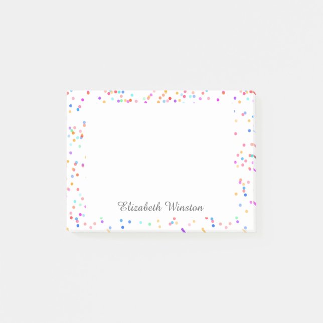 Elegant Colourful Confetti Personalised Post-it Notes (Front)