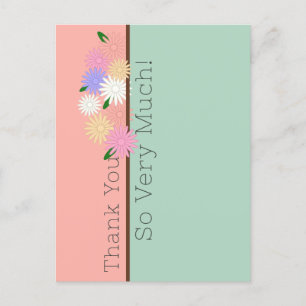Elegant Colourful Daisies Floral Art, Thank You Postcard