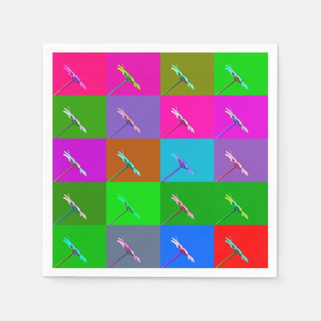 Elegant Colourful Daisy Squares, Fun Floral  Napkin (Front)