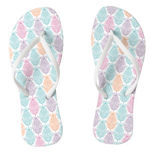 Elegant Colourful Easter Egg Pattern Holidays Thongs