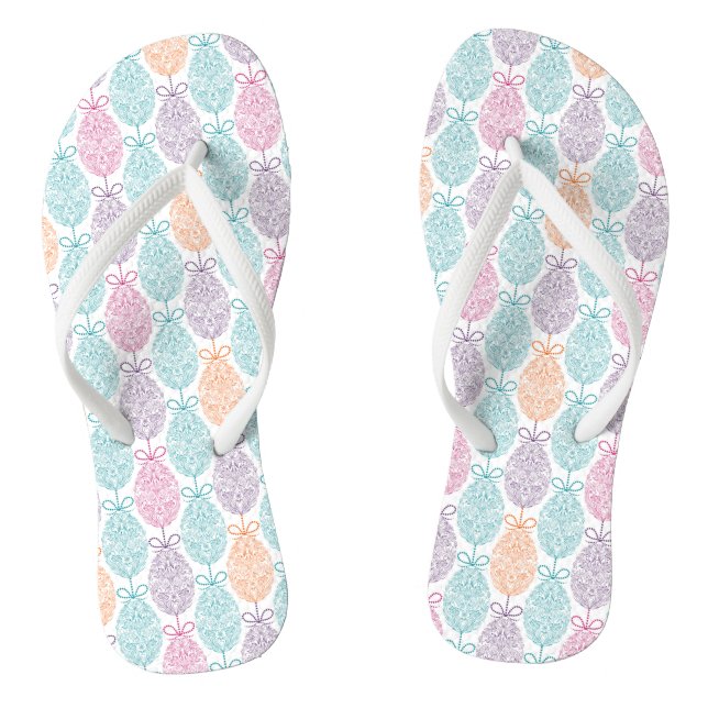 Elegant Colourful Easter Egg Pattern | Holidays Thongs (Footbed)