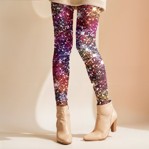Elegant colourful faux Glitter monogram Capri Leggings