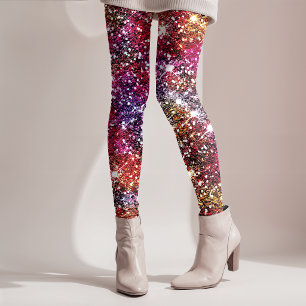 Elegant colourful faux Glitter monogram Leggings
