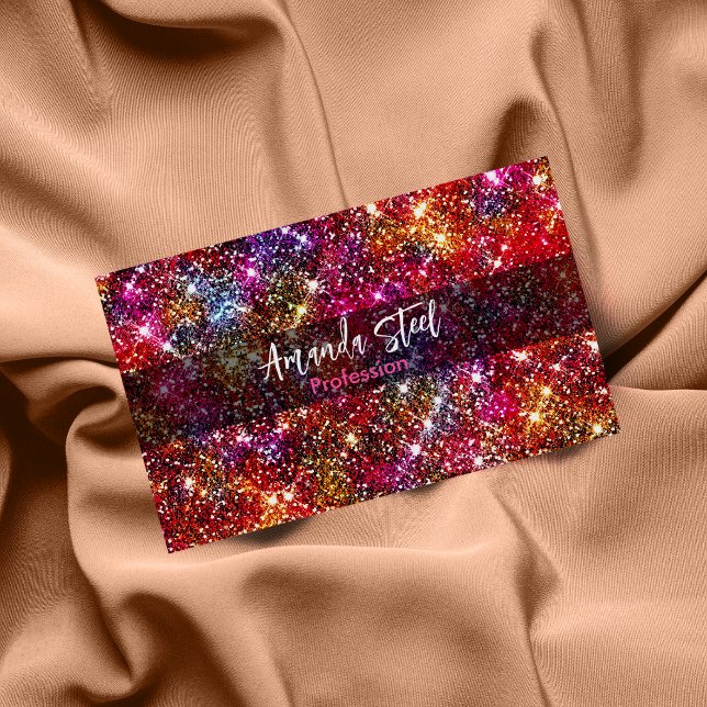 Elegant colourful faux Glitter monogram Magnetic Business Card (Creator Uploaded)