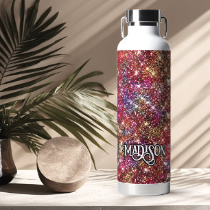 Elegant colourful faux Glitter monogram Water Bottle