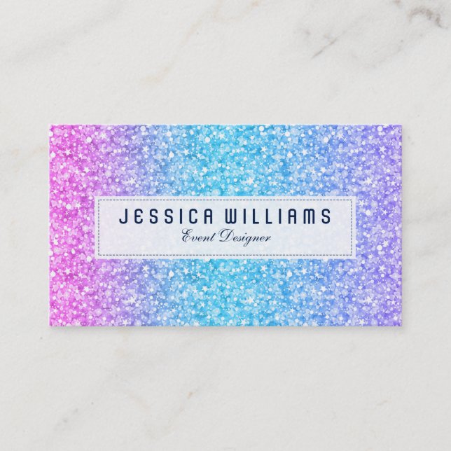 Elegant Colourful Faux Glitter & Sparkles 3 Business Card (Front)