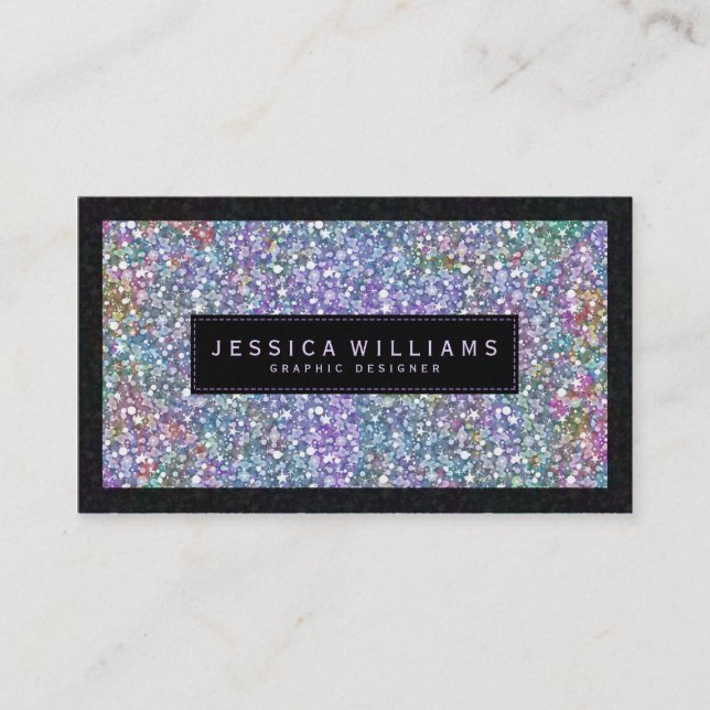 Elegant Colourful Faux Glitter & Sparkles Print Business Card (Front)
