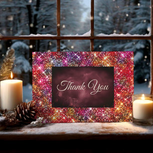 Elegant colourful faux Glitter Thank You Card