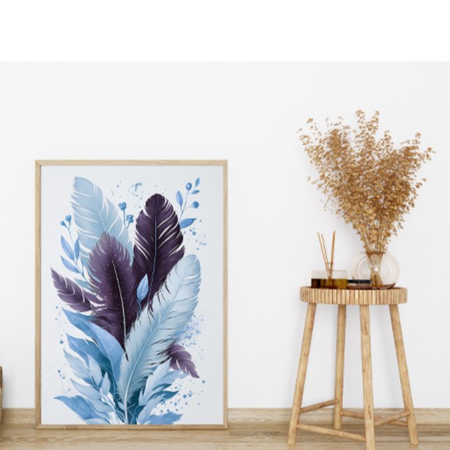 Elegant Colourful Feathers Watercolor Botanical Ar Poster (Creator Uploaded)