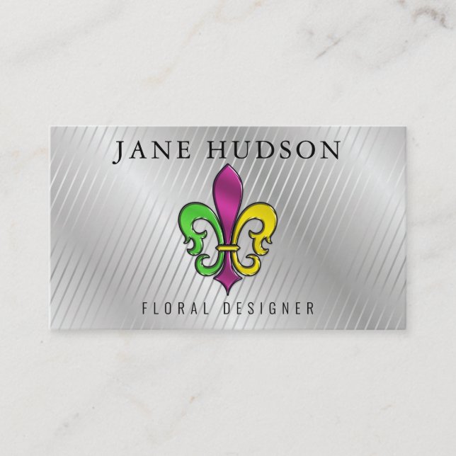Elegant Colourful Fleur de Lis Design Business Car Business Card (Front)