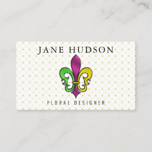 Elegant Colourful Fleur de Lis Design Business Car Business Card