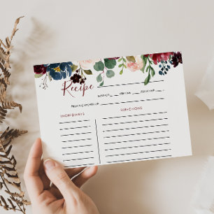 Elegant Colourful Floral Bridal Shower Recipe Card