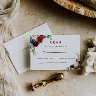 Elegant Colourful Floral Delight RSVP Card