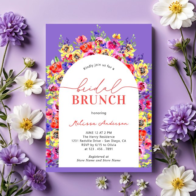 Elegant Colourful Floral Garden Bridal Brunch Invitation (Creator Uploaded)