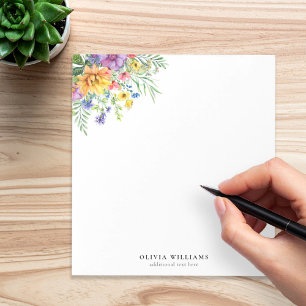 Elegant Colourful Floral Monogram Notepad