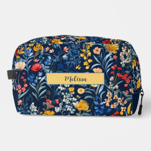Elegant Colourful Floral Name Dopp Kit