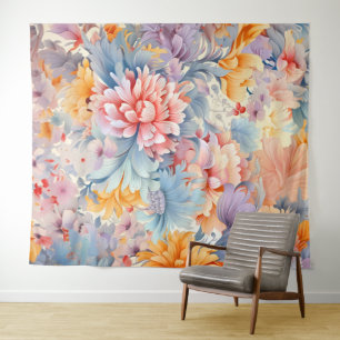 Elegant Colourful Floral Pattern Japan Art Tapestry