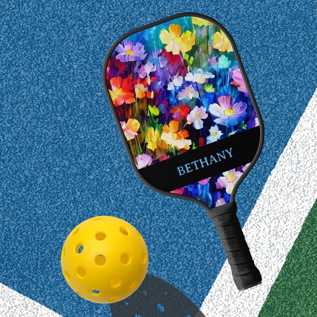 Elegant Colourful Floral Personalised Pickleball Paddle (Creator Uploaded)