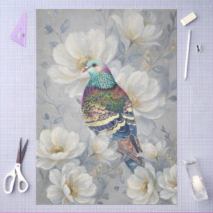 Elegant Colourful Floral Pigeon Decoupage Crafting Tissue Paper