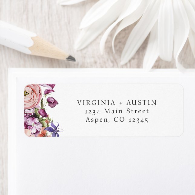 Elegant Colourful Floral Return Address Label (Elegant Colorful Floral Return Address Label by Painted Paperie
)