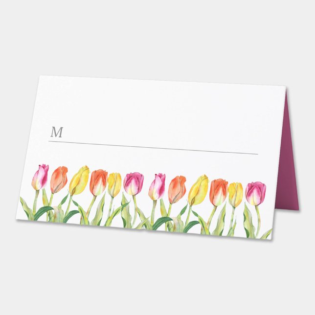 Elegant Colourful Floral Tulips Happy Easter Place Card (Elegant Colorful Floral Tulips Happy Easter Place Card)