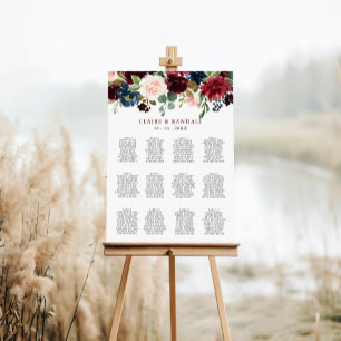 Elegant Colourful Floral Wedding Seating Chart