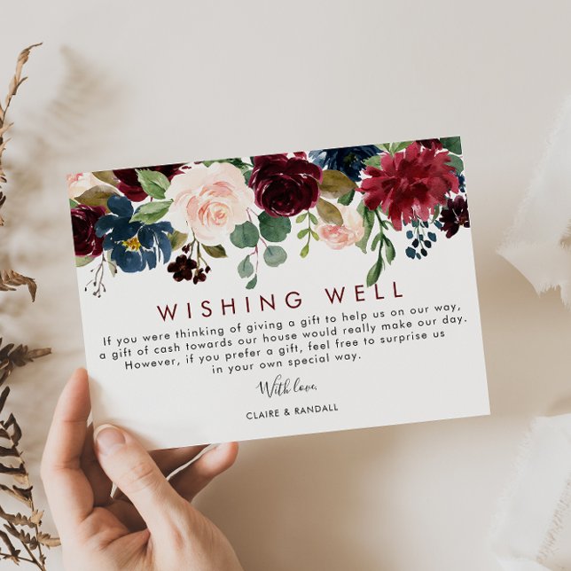 Elegant Colourful Floral Wedding Wishing Well  Enclosure Card (Creator Uploaded)