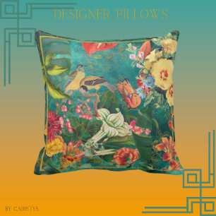 Elegant Colourful Florals, Birds Cushion