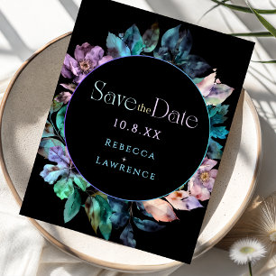 Elegant colourful florals black wedding  save the date