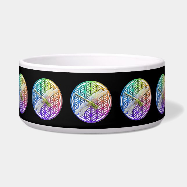 Elegant colourful flower of life dragonfly art (Front)