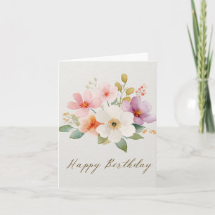 Elegant Colourful Flowers Happy Birthday Postcard
