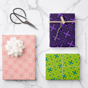 Elegant Colourful Geometric Cross Rectangle Patter Wrapping Paper Sheet