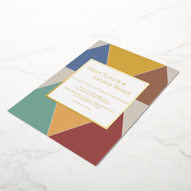 Elegant Colourful Geometric Modern Wedding Gold (Rotated)