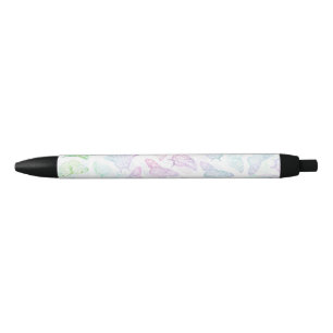 Elegant Colourful Glitter Butterfly Design Black Ink Pen