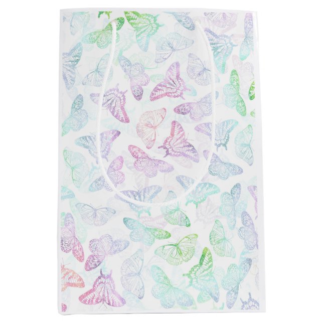 Elegant Colourful Glitter Butterfly Design Medium Gift Bag (Front)