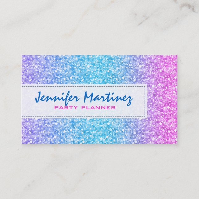 Elegant Colourful Glitter & Sparkles Texture Business Card (Front)