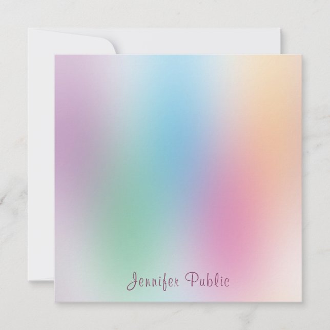 Elegant Colourful Handwritten Monogram Rainbow Card (Front)