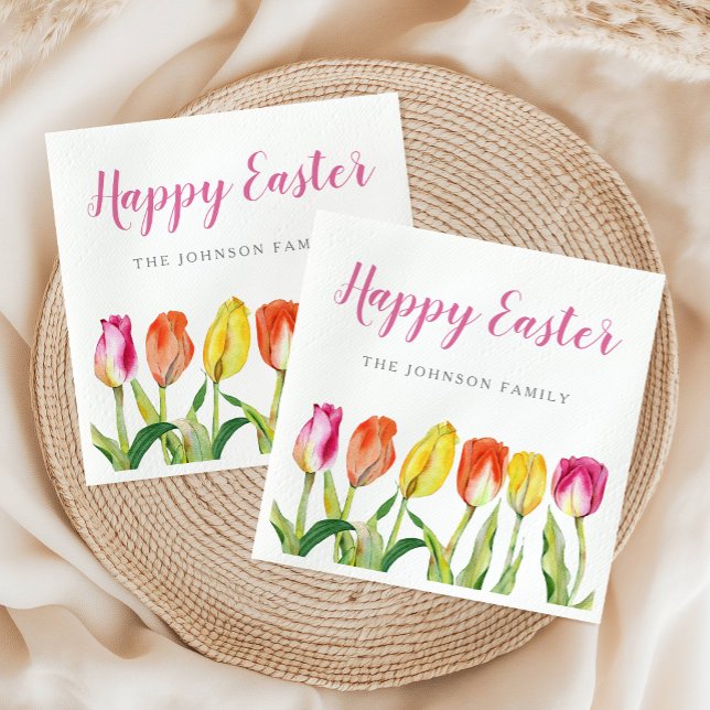 Elegant Colourful Happy Easter Floral Tulip  Napkin (Elegant Colorful Happy Easter Floral Tulip Napkins)