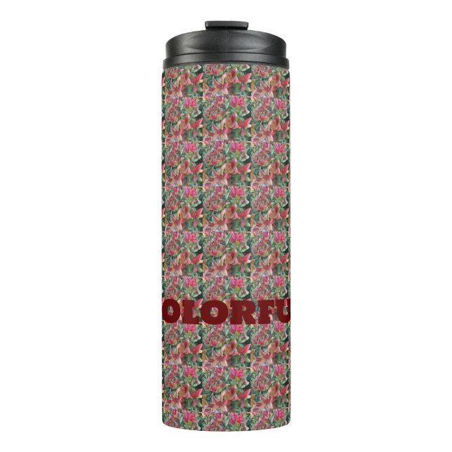 Elegant Colourful Leave Pattern  Thermal Tumbler (Front)