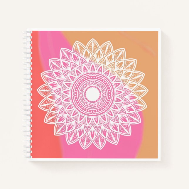 Elegant Colourful Mandala Floral Bohemian Notebook (Front)