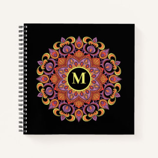 Elegant Colourful Mandala Flourish Monogram Notebook