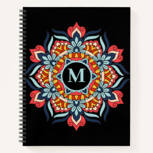 Elegant Colourful Mandala Flourish Monogram Notebook