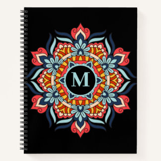 Elegant Colourful Mandala Flourish Monogram Notebook