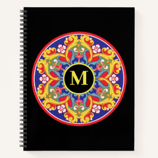 Elegant Colourful Mandala Monogram Back to School Notebook
