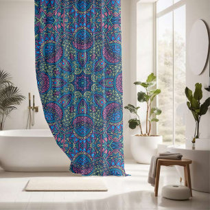 Elegant colourful mandala seamless pattern  shower curtain