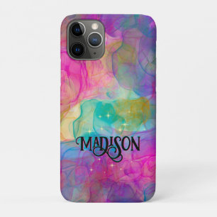 Elegant colourful marble art monogram iPhone 11 pro case